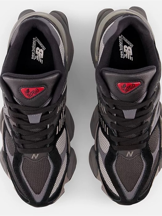 New Balance Shoes - New Balance Black & Grey Athletic Sneakers with Red Details